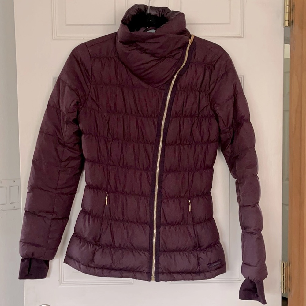 Athleta puff jacket, deep plum